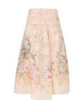 Zimmermann Illuminate Drawn Midi Skirt for women, stylish floral print and flowy silhouette, perfect for elegant everyday wear.