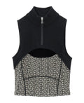 Balmain Monogram Sports Cropped Top for women, stylish athletic wear with logo design, in a close-up view of the cropped top.