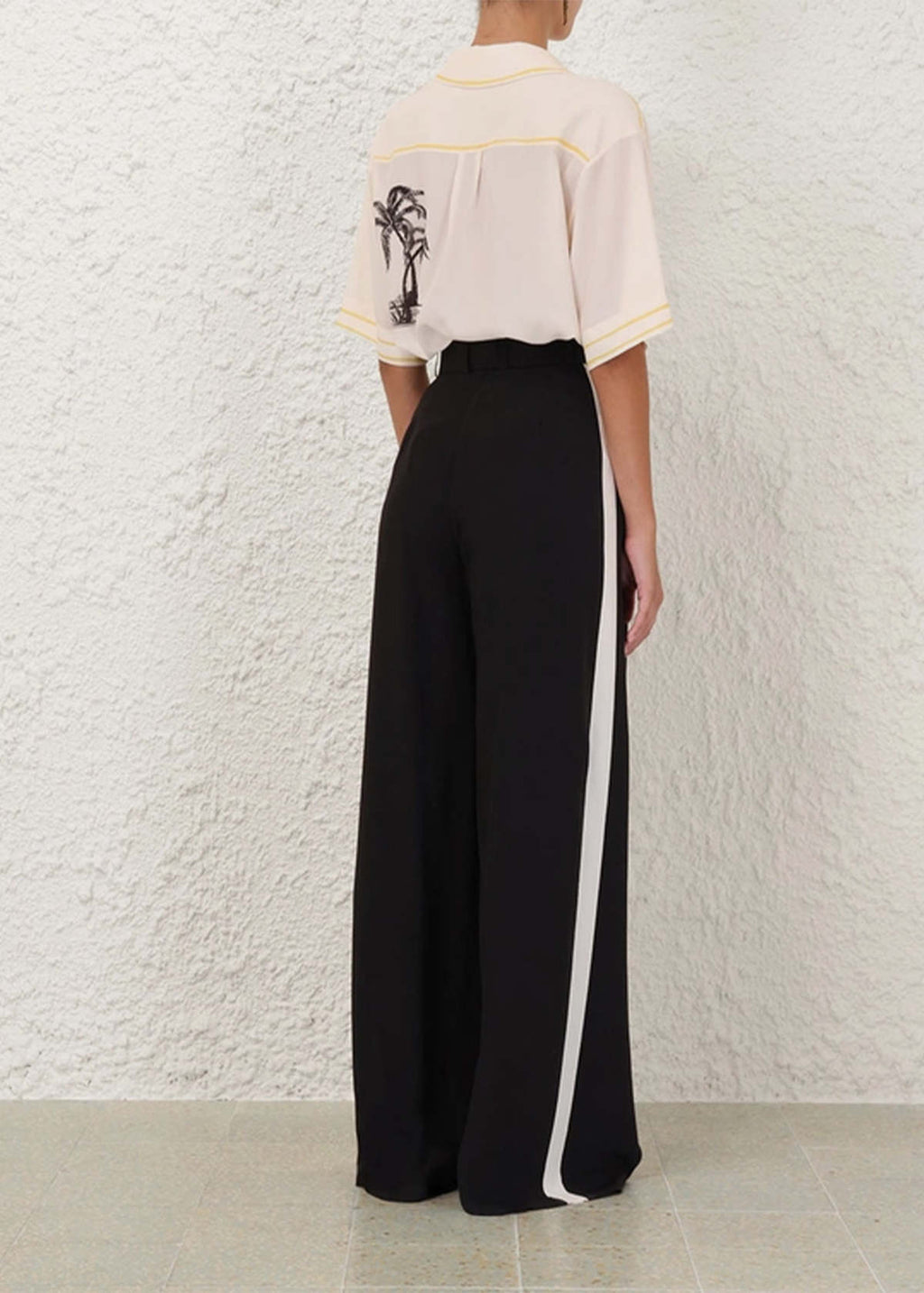 Black Zimmermann women's track pants with elastic waist and side pockets, made for comfortable casual wear.