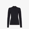 Black Fendi FF viscose jumper for women, featuring the iconic logo design, showcased on a model.