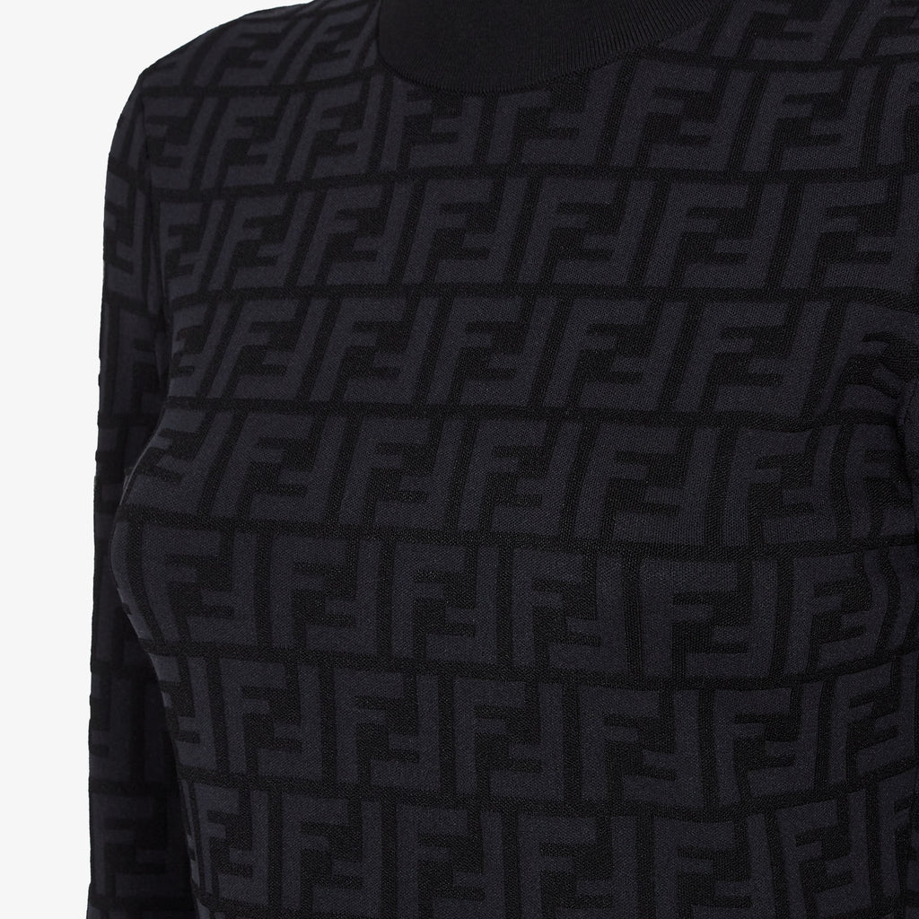 Black Fendi FF viscose jumper for women featuring a stylish, comfortable design with the iconic logo detail.