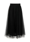 Black high waist tulle skirt for women by Zimmermann, featuring a flowy design and intricate tulle fabric.