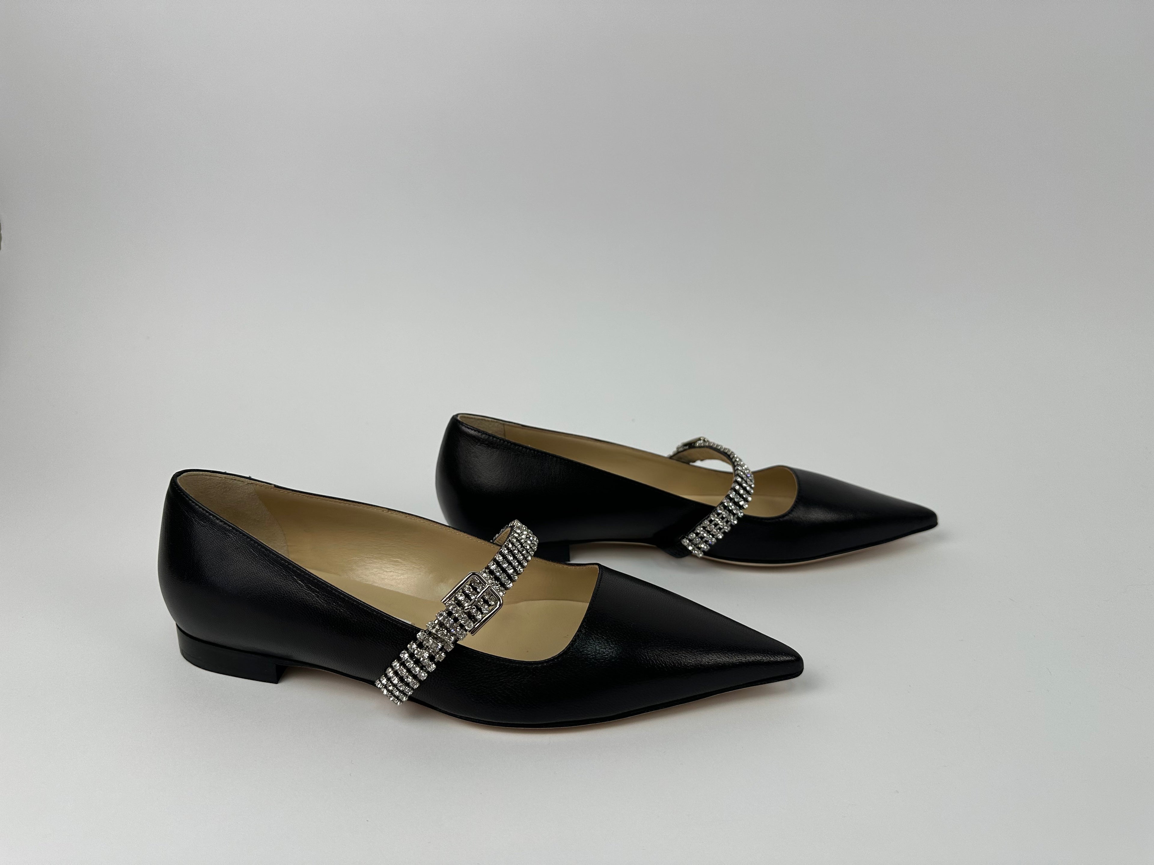 Choo Bing Embellished Leather Ballet Flats