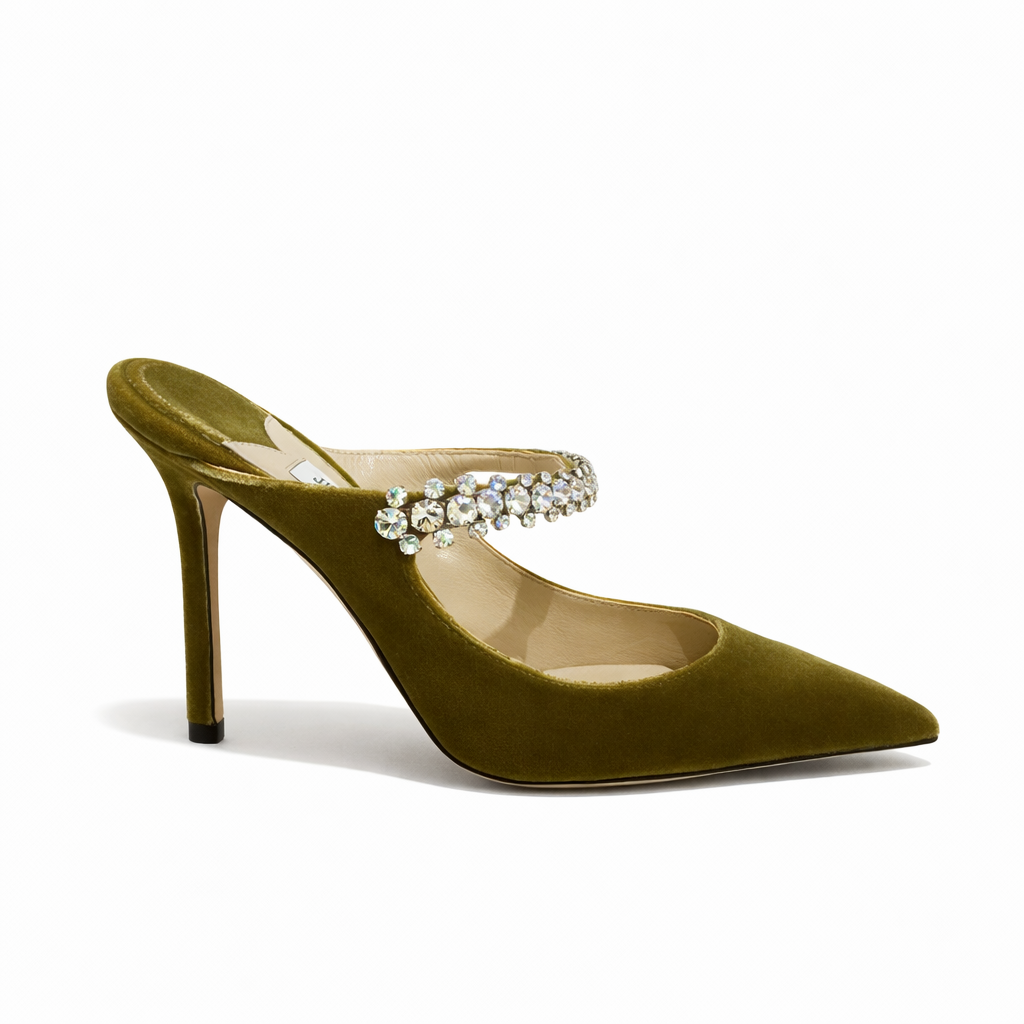 Jimmy Choo Bing 100 Mule with a Crystal-embellished Strap
