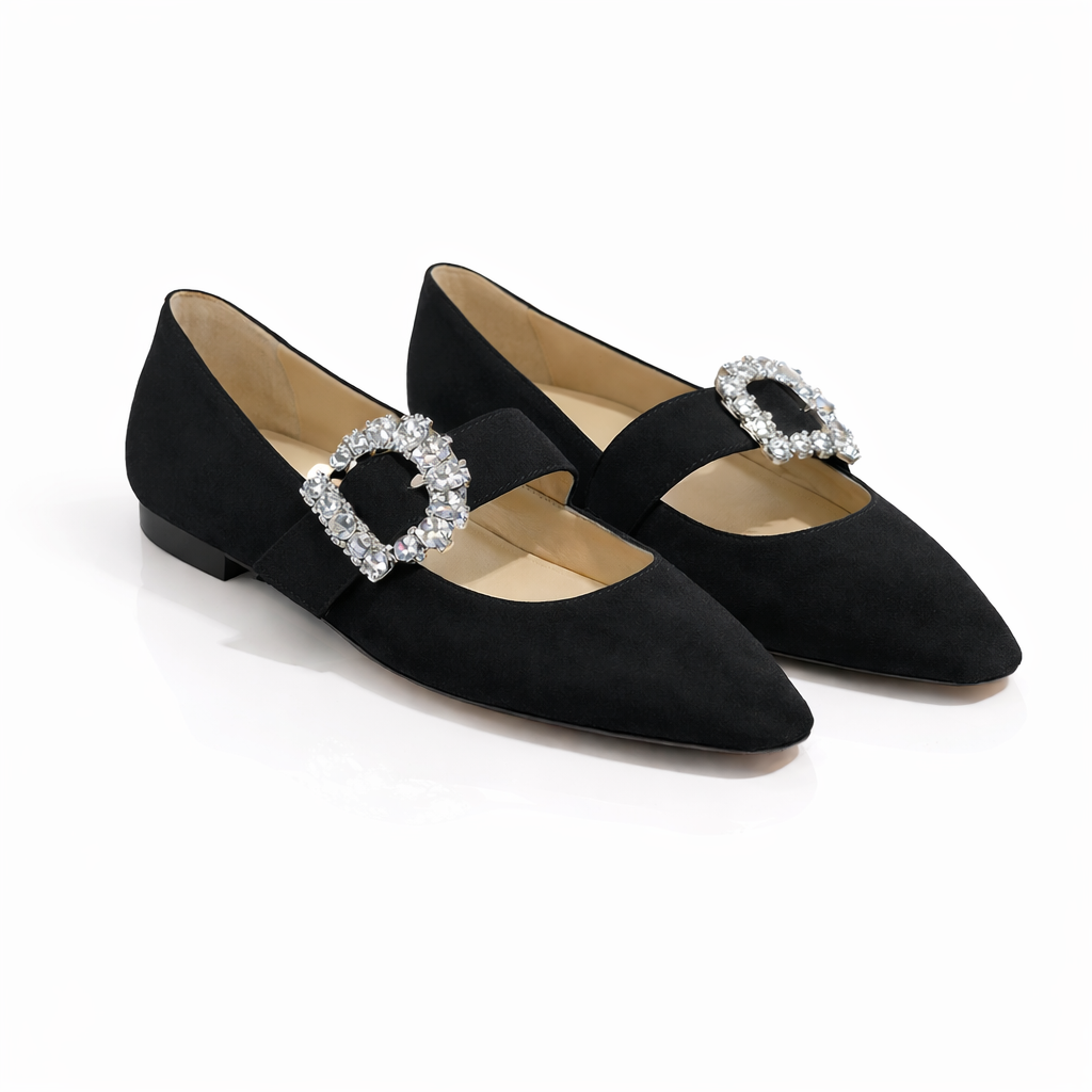 Jimmy Choo Black Suede Ballet Flats