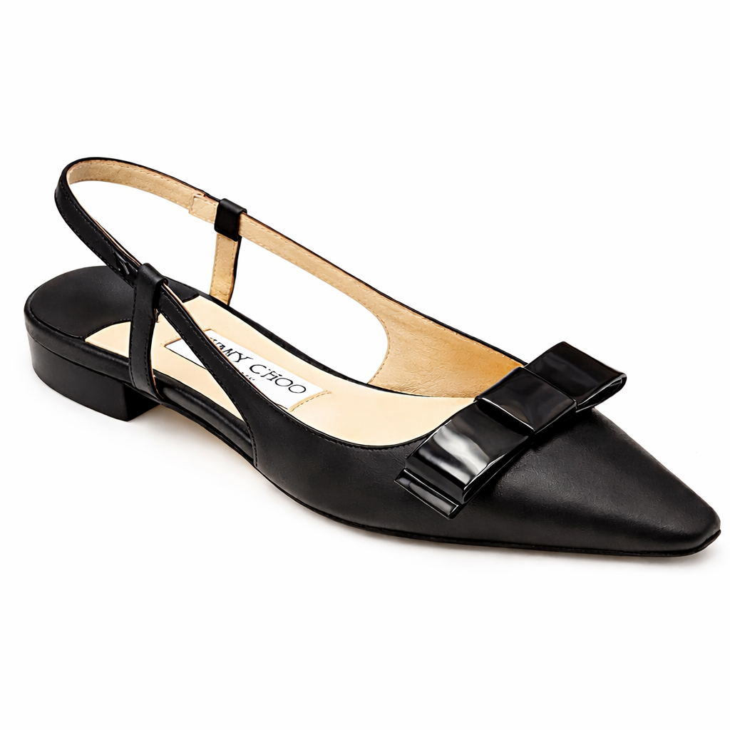 Jimmy Choo black slingback pump in nappa and patent leather for women, stylish and elegant footwear.