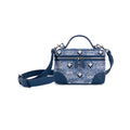 MCM X-Mini Rockstar vanity case in vintage jacquard monogram fabric, compact women’s bag with leather accents and top handle.