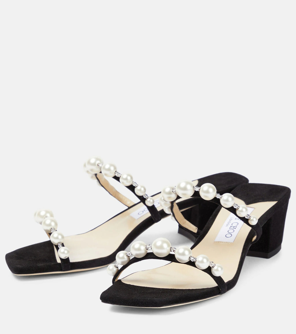 Jimmy Choo - Amara 45 Embellished Suede Sandals