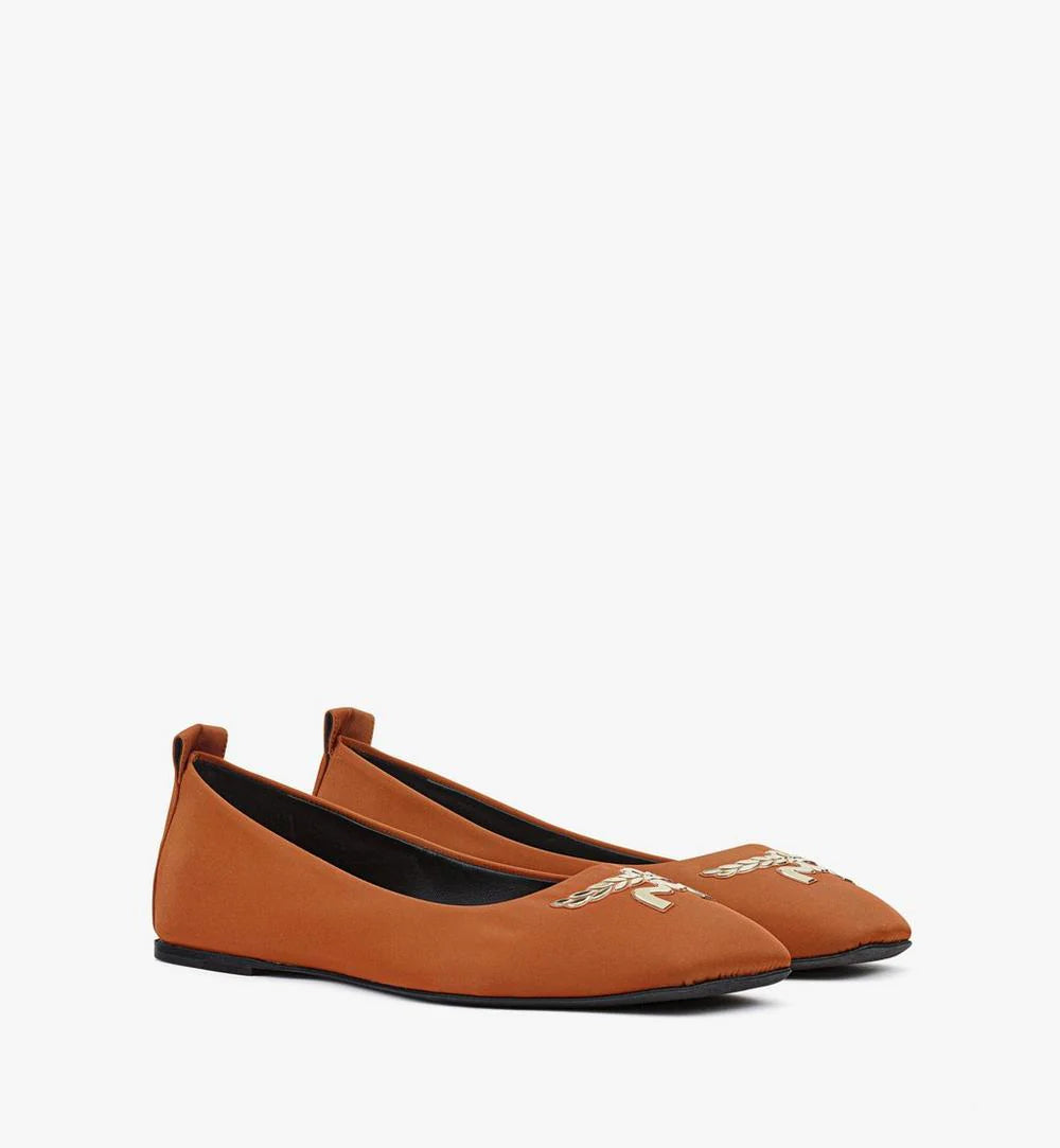 Women’s MCM Ballerina Shoes in blue made with ECONYL® fabric, stylish and comfortable footwear for women.