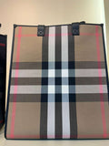 Burberry Book Tote Bag for women featuring the iconic check pattern and spacious design, ideal for stylish everyday use.