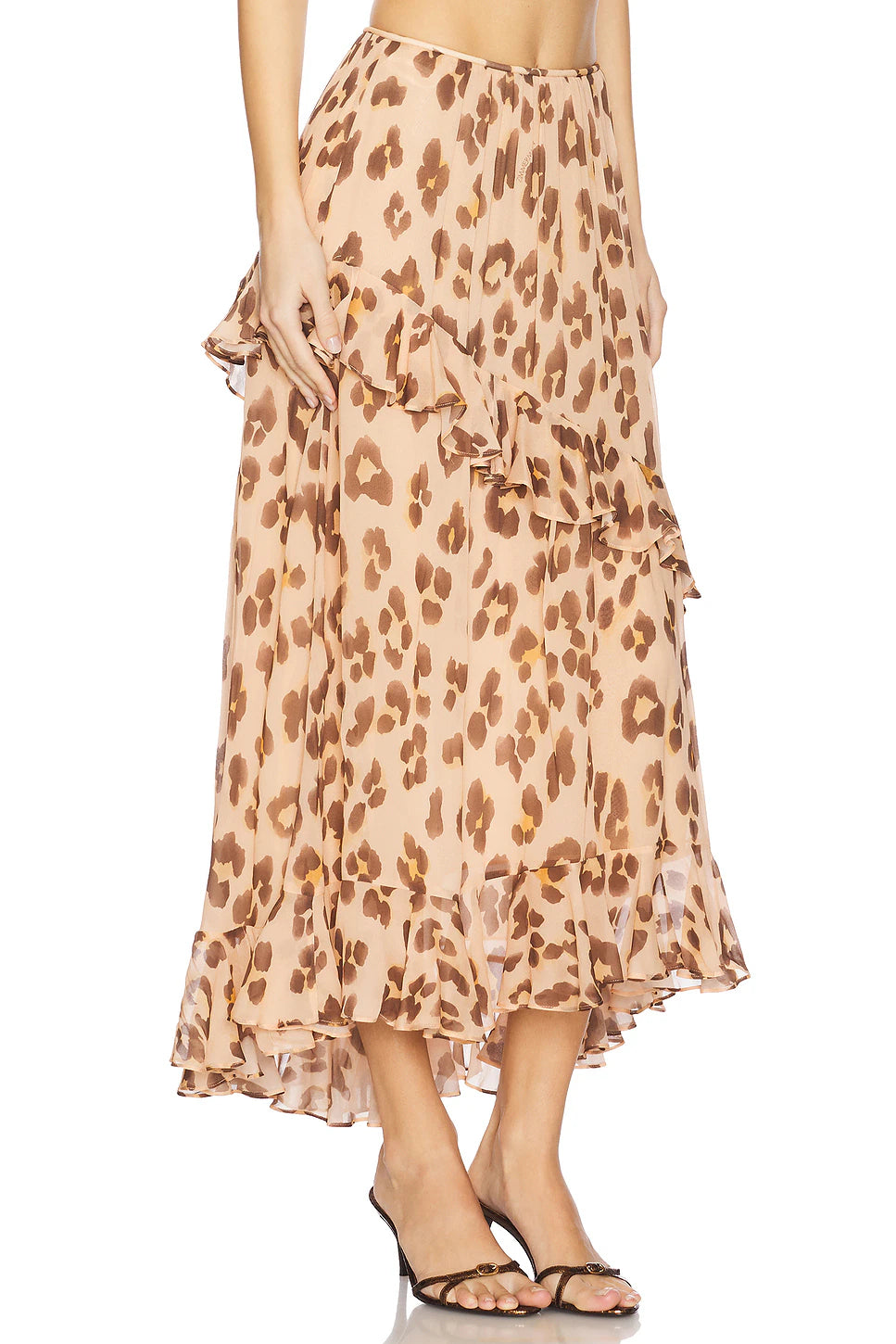 Zimmermann Illuminate Asymmetric Skirt for women, showcasing its stylish design and asymmetric hem detail.