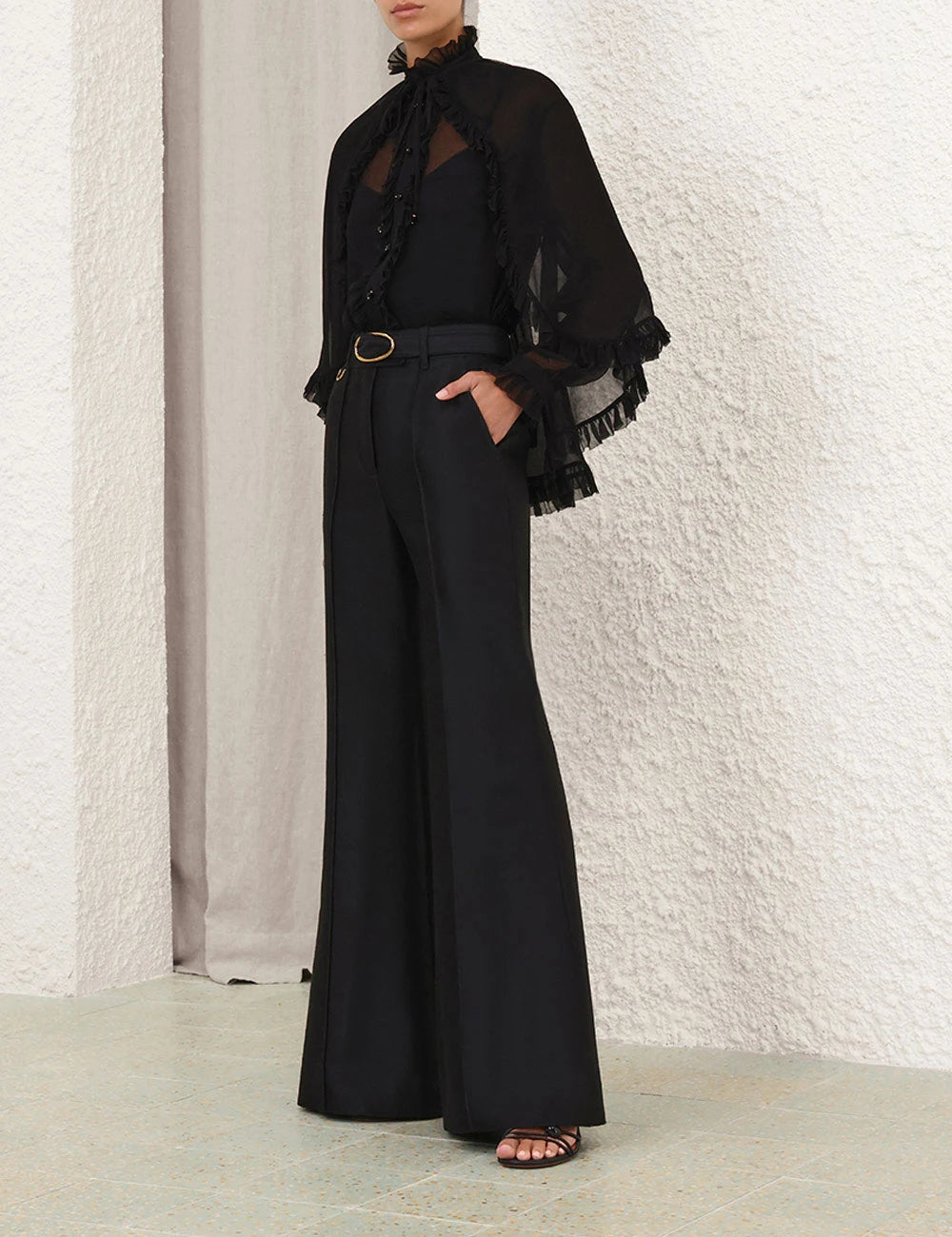 Zimmermann Illuminate Cape Shirt for women, featuring a stylish lightweight cape design and elegant button details.