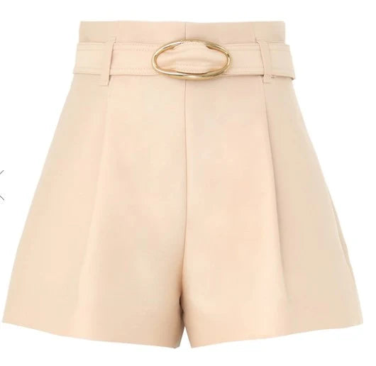 Zimmermann Illuminate tailored shorts in macadamia color, women's apparel with a relaxed fit and tailored design.