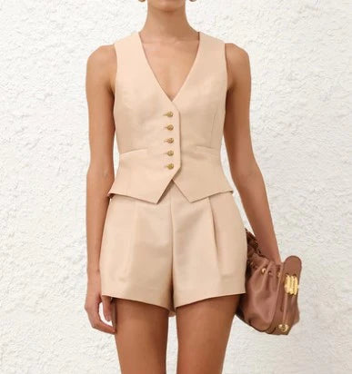 Zimmermann Illuminate tailored shorts in Macadamia color, featuring a stylish fit and high-quality fabric for women's casual wear.