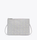 Misty gray Visetos Monogram zip pouch with crossbody leather strap, women’s bag from Shopportunity.