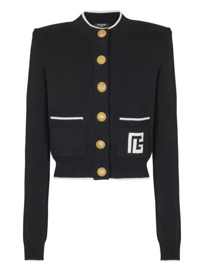 Balmain Paris Black Knitted Cardigan