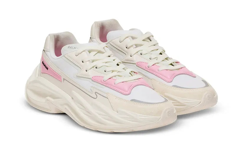 Balmain Run Row Sneakers – White & Pink