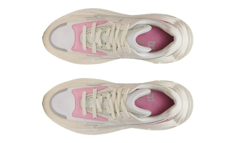 Balmain Run Row Sneakers – White & Pink