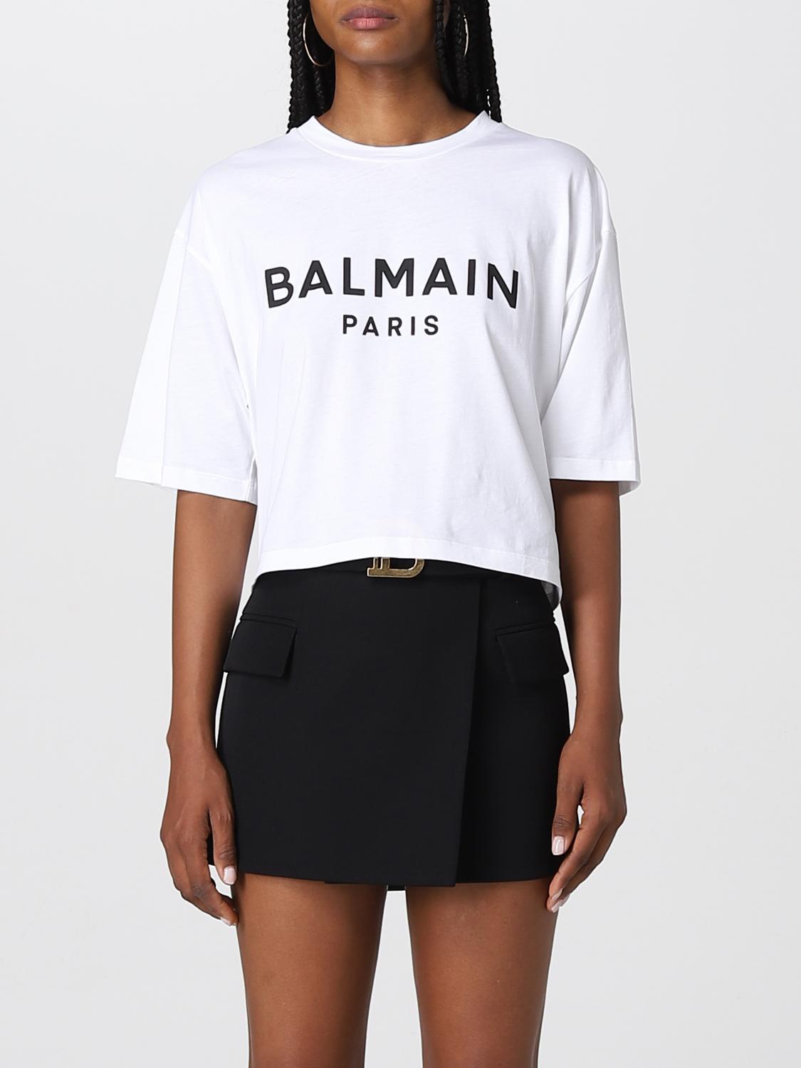 Balmain logo Cropped Cotton T-shirt