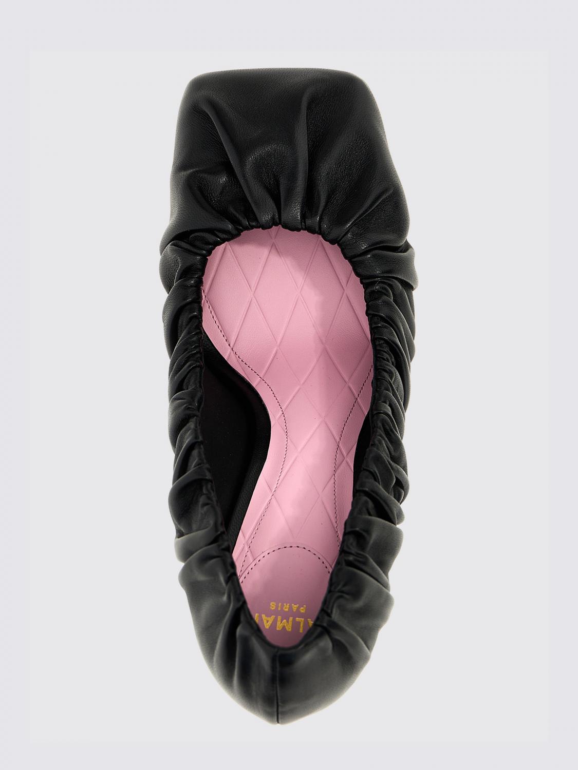 Balmain Ruched Leather Pointed-Toe Pumps – Black