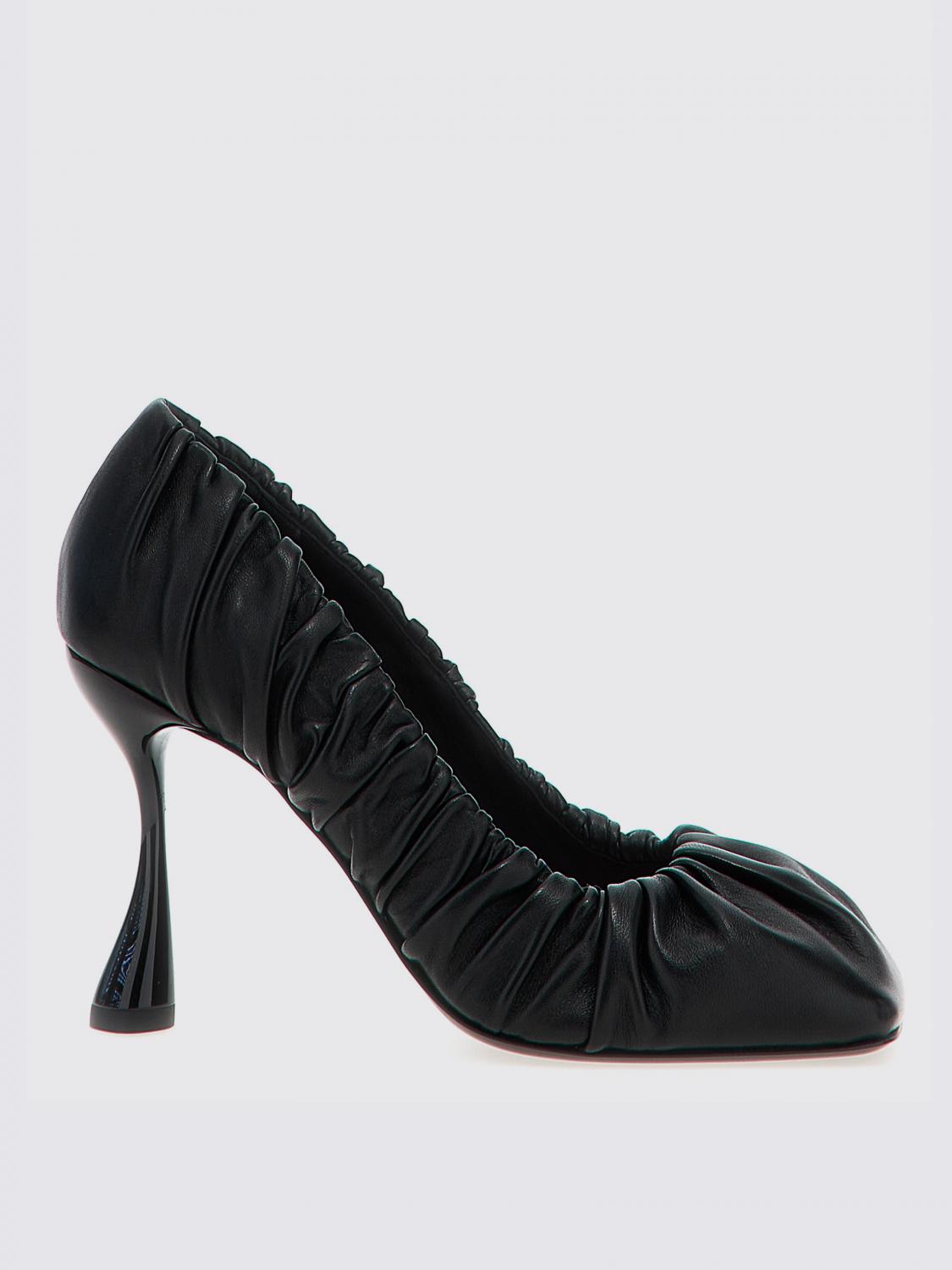Balmain Ruched Leather Pointed-Toe Pumps – Black