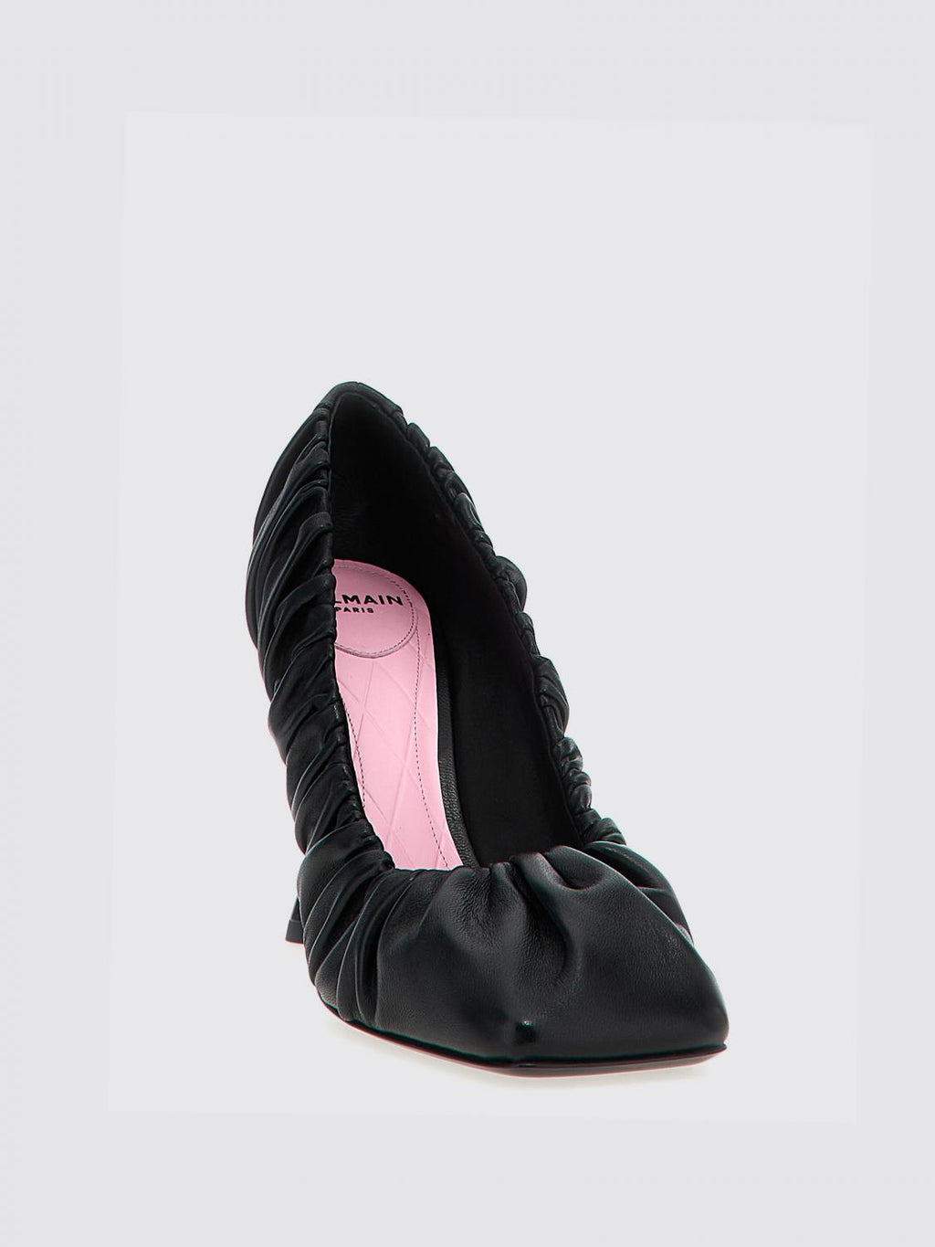 Balmain Ruched Leather Pointed-Toe Pumps – Black