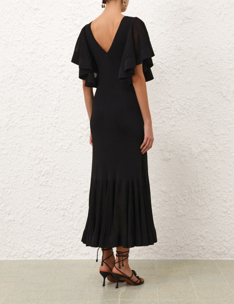 Zimmermann Illuminate pleated frill maxi dress for women with flowing fabric and elegant design, perfect for summer occasions.