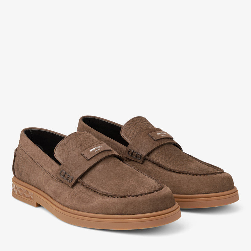 Jimmy Choo men’s Josh driver loafers in oxblood embossed nubuck leather, stylish men's leather driving shoes.