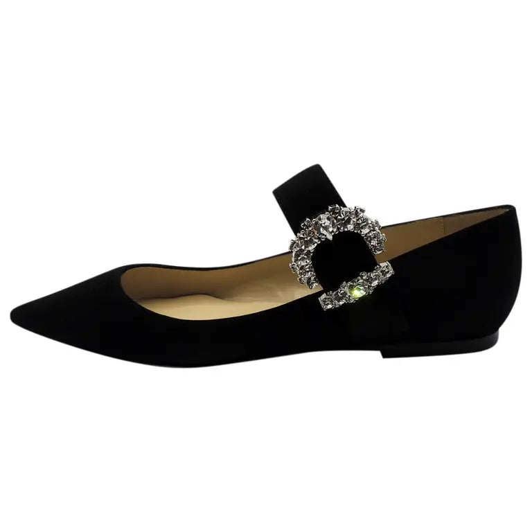 Jimmy Choo Black Suede Ballet Flats