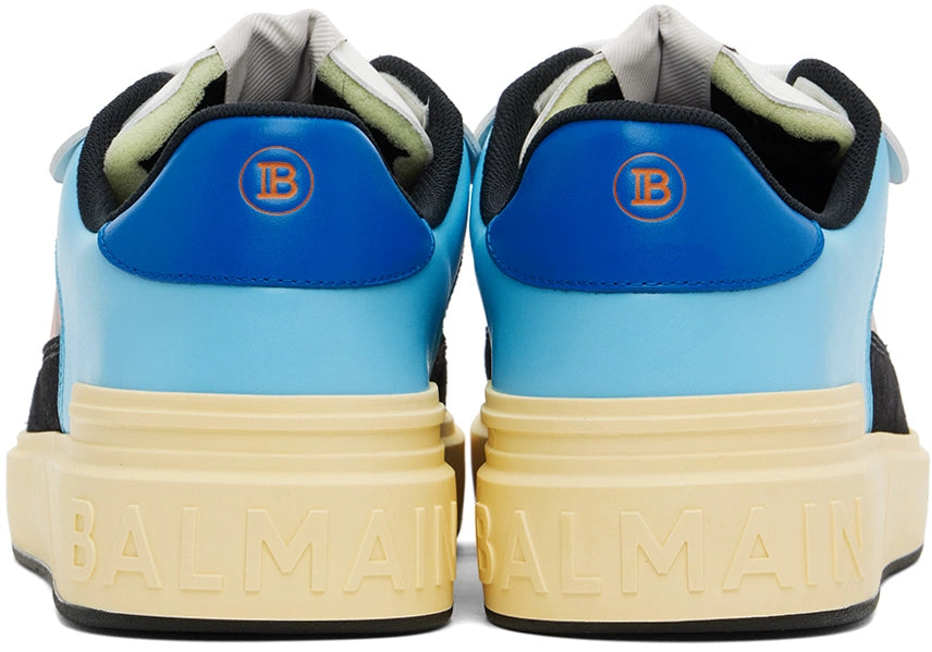 Balmain Blue & Red Calfskin B-Court Flip Prince Gyasi Print Sneakers