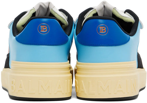 Balmain Blue & Red Calfskin B-Court Flip Prince Gyasi Print Sneakers