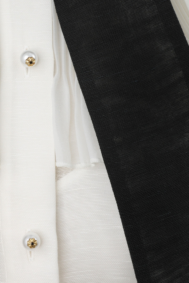 Zimmermann Illuminate Pierrot Shirt for women, stylish white blouse with intricate details, casual yet elegant women’s apparel.