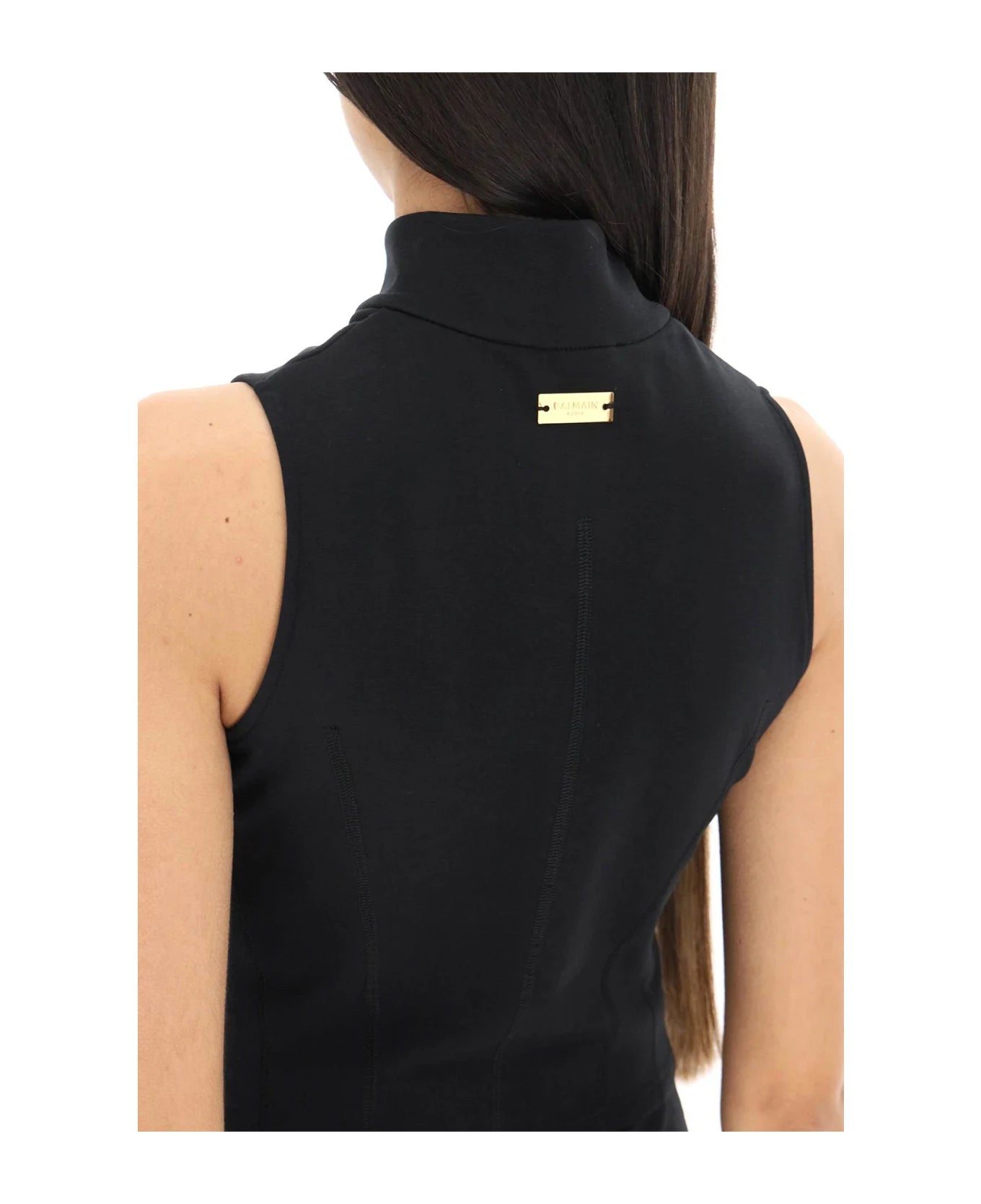 Balmain Monogram Sports Cropped Top for women, featuring the brand's signature monogram design and sporty style.
