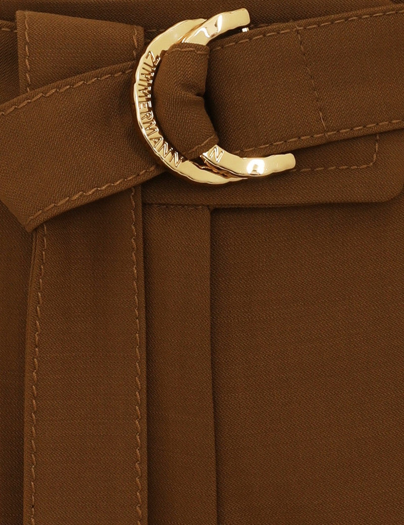 Women’s Zimmermann Illuminate Stretch Flare Pants in light fabric with a high-waist and flared leg silhouette.