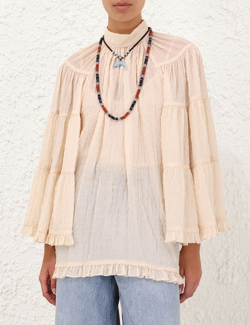 Zimmermann Illuminate Angel Top for women, featuring lightweight fabric with delicate detailing and a stylish, feminine design.