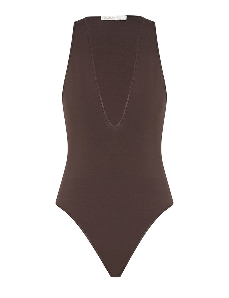 Zimmermann Dawning Scoop Bodysuit for women, featuring a sleek scoop neckline and fitted design in a stylish fabric.