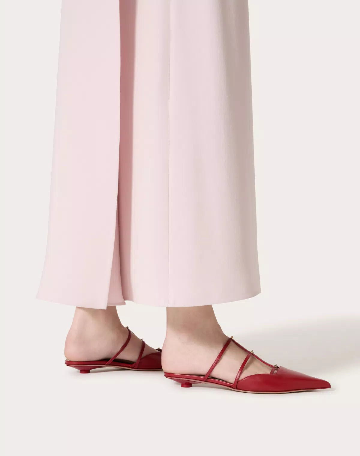 Valentino Rockstud Wispy Calfskin Mule for women, 20 mm heel, stylish leather slip-on shoes with studded detailing.