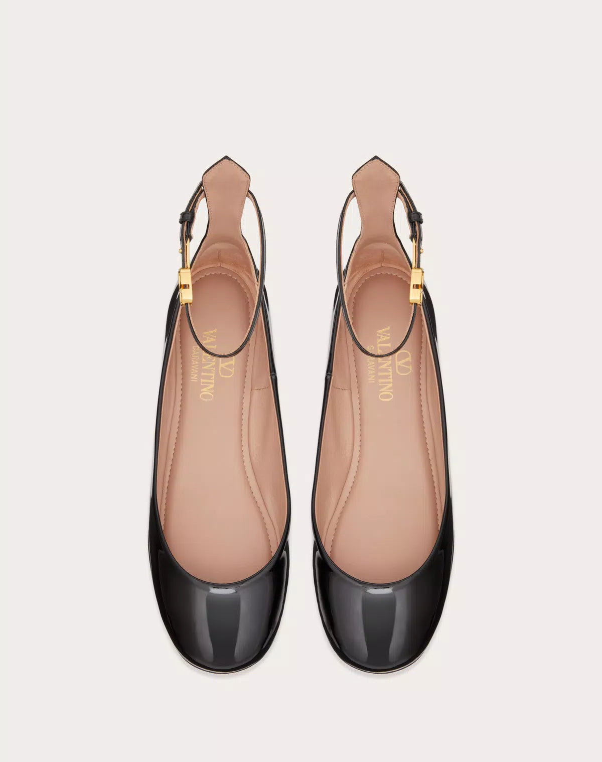 Valentino Garavani Tan-go patent leather ballerina shoes for women, featuring sleek design and shiny finish.