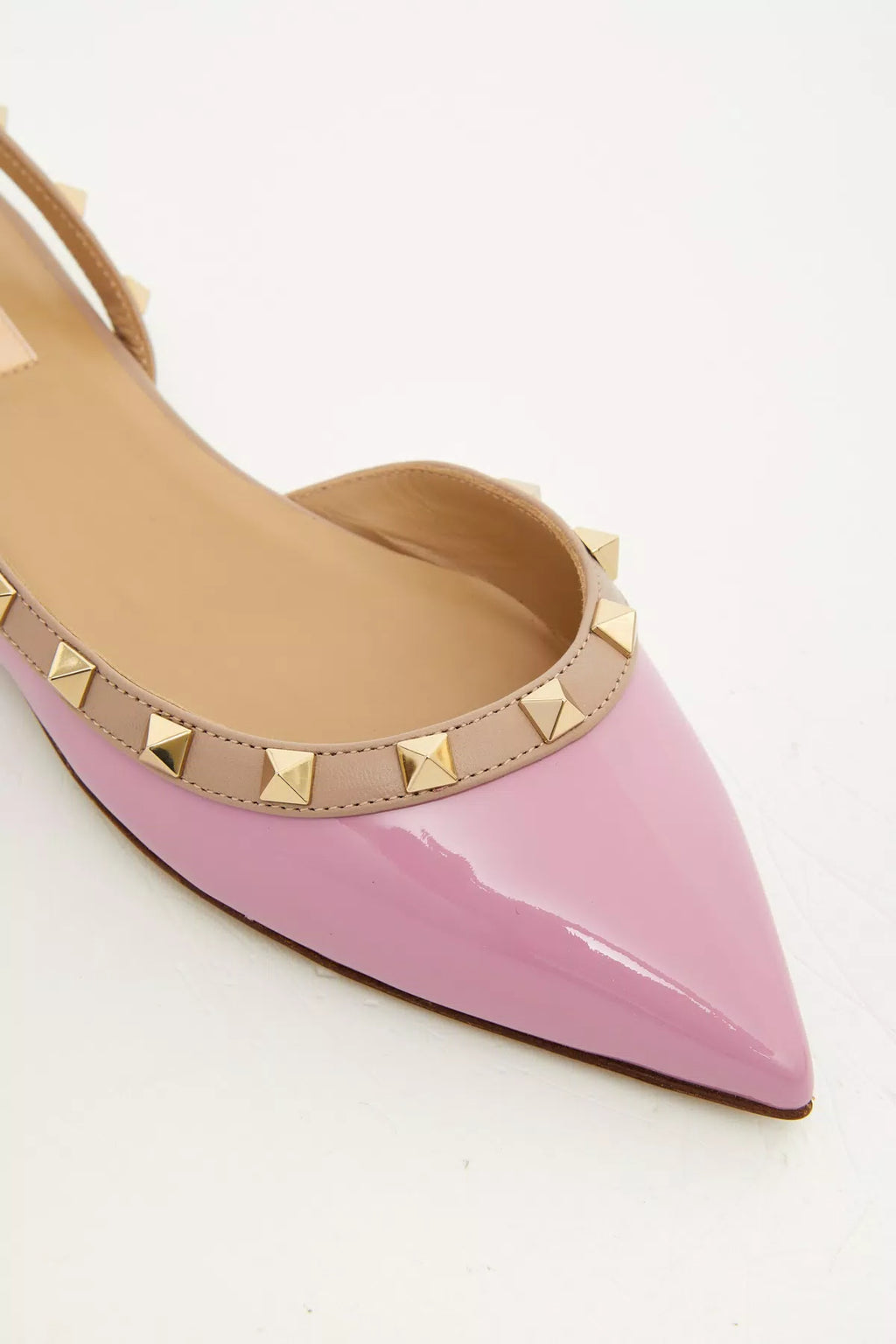 Valentino Rockstud patent leather ballet flats for women, featuring signature studded detail and sleek design.