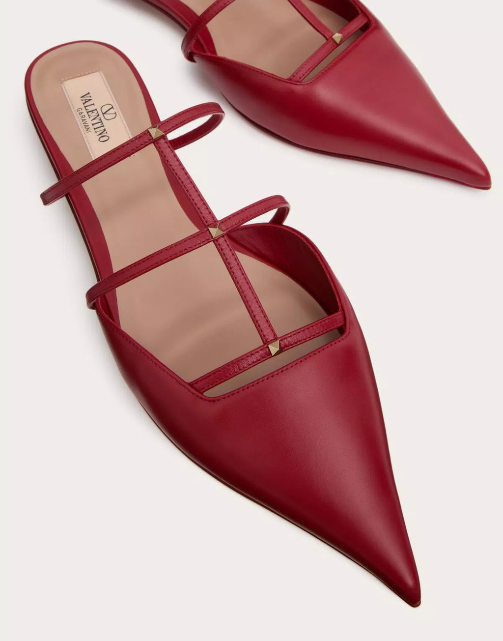 Valentino Rockstud Wispy Calfskin Mule for women featuring 20mm heel and signature stud detailing.