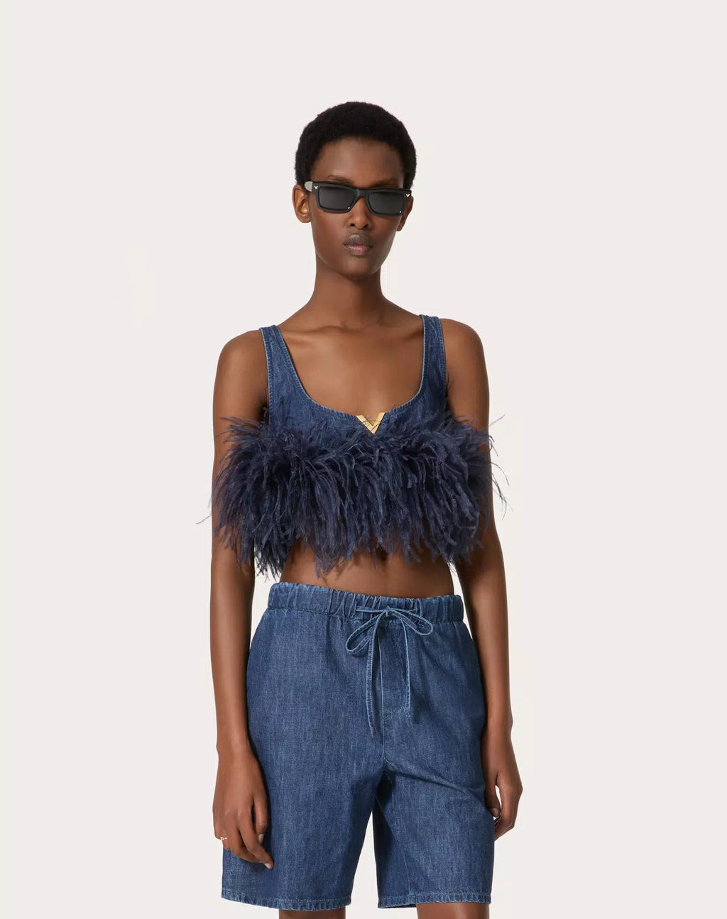Valentino chambray denim top for women, featuring classic design and button details, ideal for casual stylish outfits.