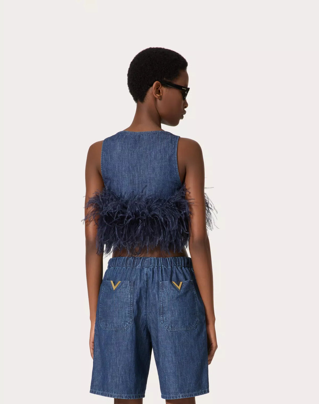 Valentino chambray denim top for women, featuring classic button-up design and casual chic style.