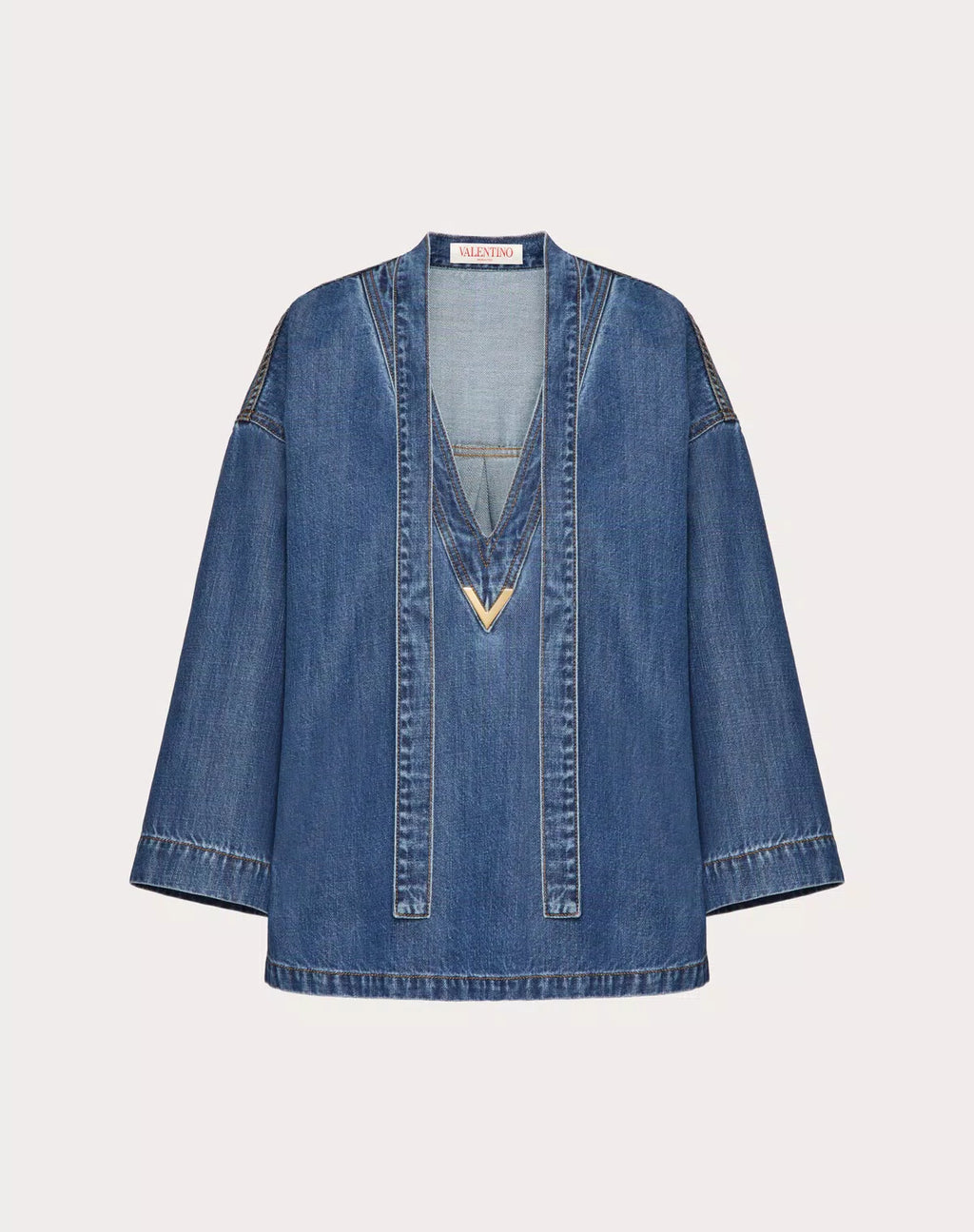 Blue Valentino Medio denim kaftan for women, flowing denim garment with relaxed fit and stylish design.