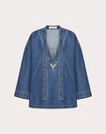 Blue Valentino Medio denim kaftan for women, flowing denim garment with relaxed fit and stylish design.
