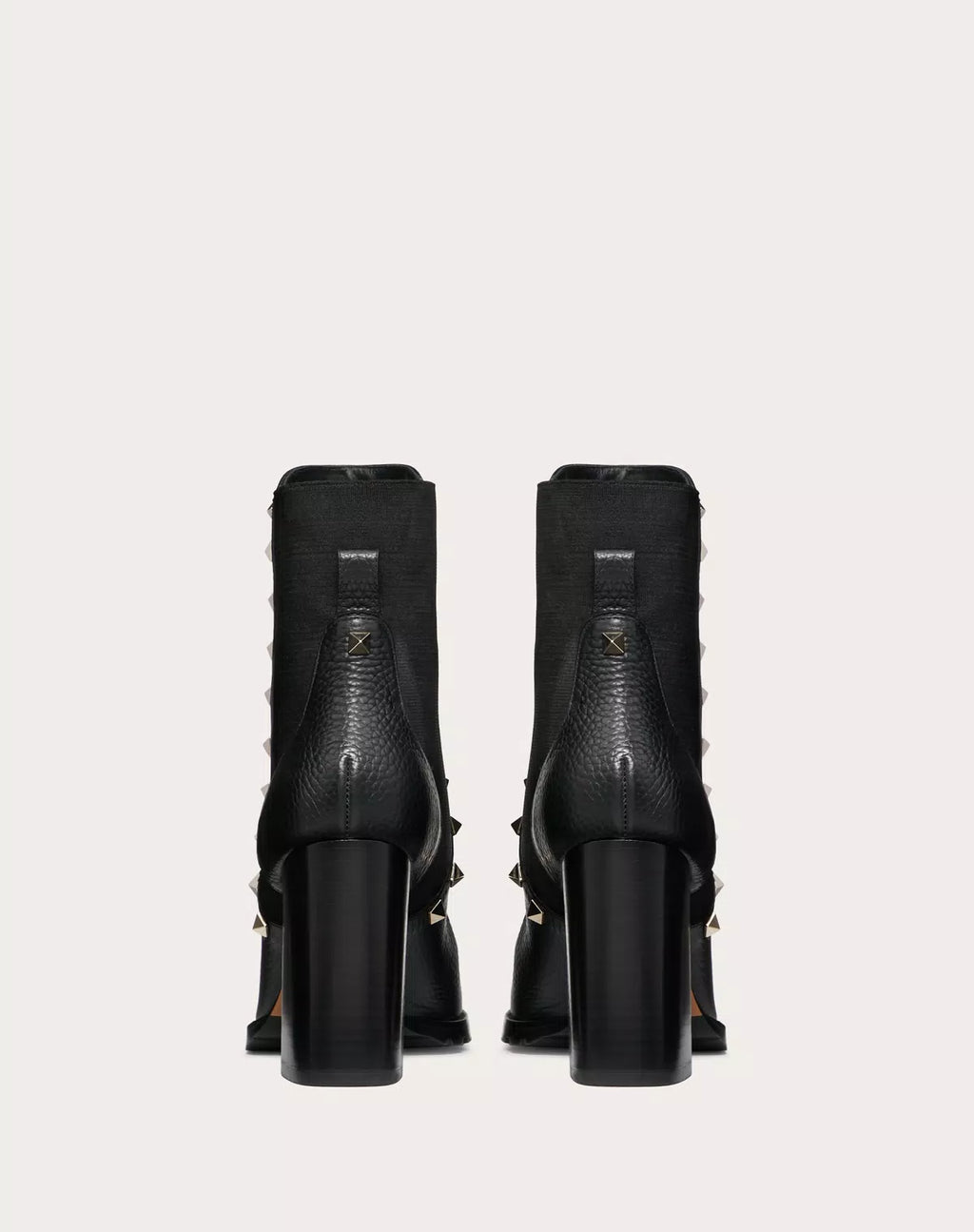 Valentino Rockstud Grainy Calfskin Ankle Boot with 80mm heel, featuring signature stud details and sleek design.