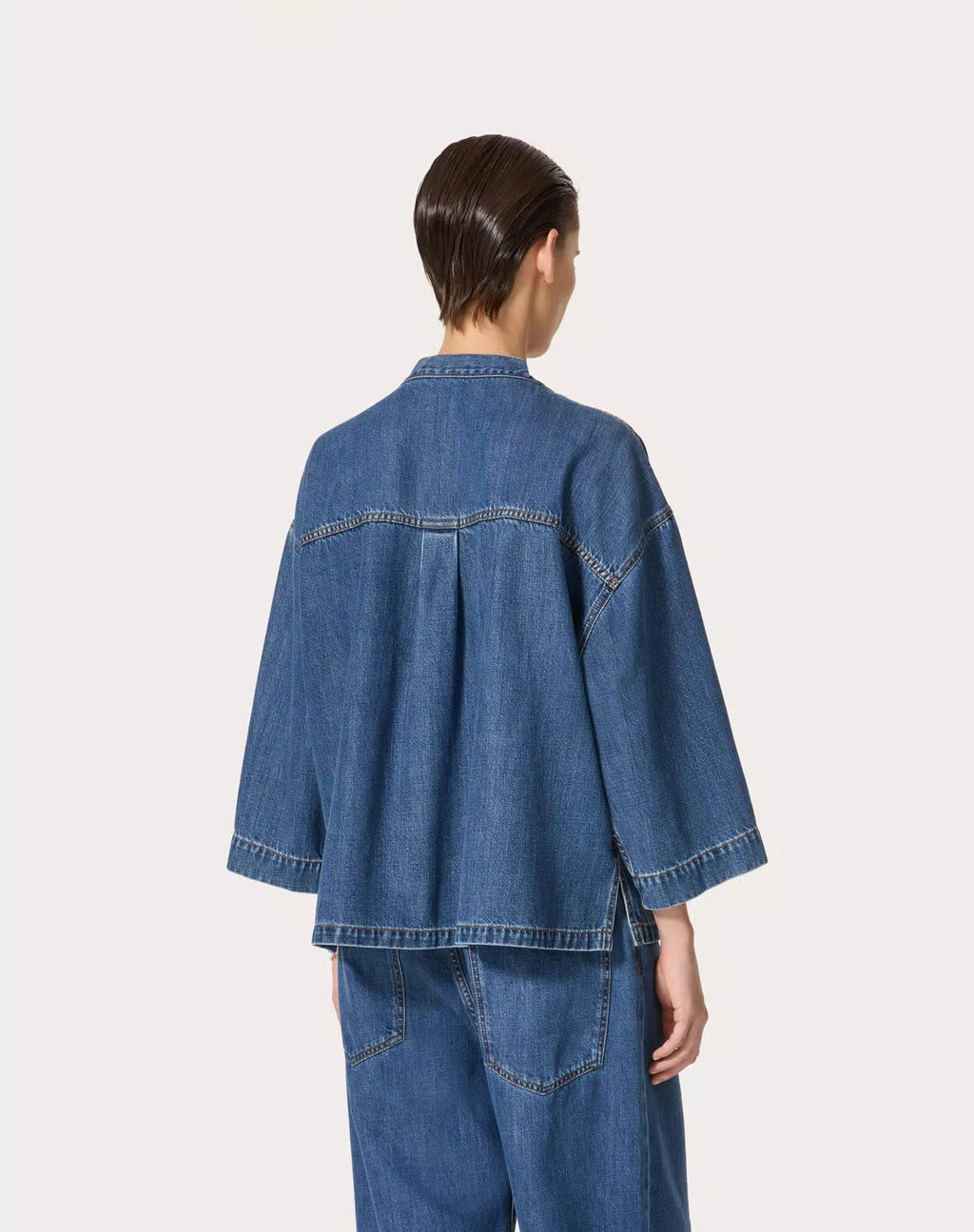 Valentino Blue Medio Denim Kaftan for women, stylish fashion apparel with relaxed fit and intricate detailing, made by Shopportunity.