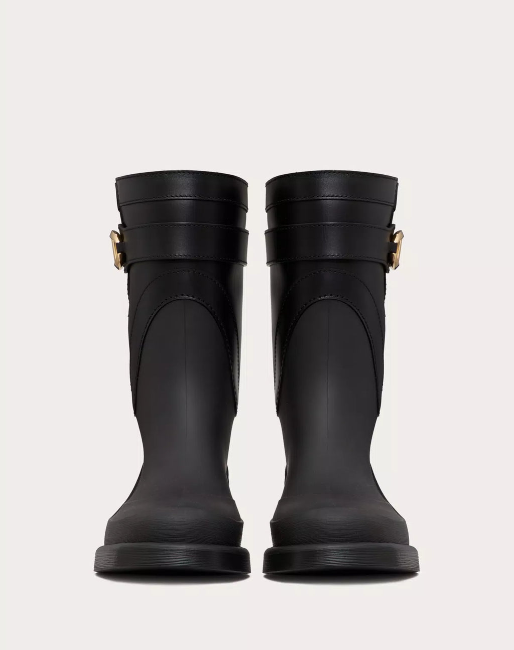 Valentino Vlogo The Bold Edition women's rubber and calfskin boots with 35mm heel, stylish and modern footwear.