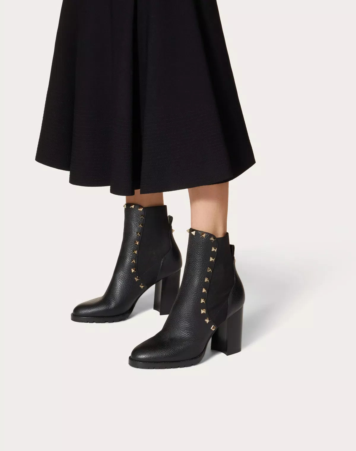 Valentino Rockstud Grainy Calfskin Ankle Boot 80 Mm