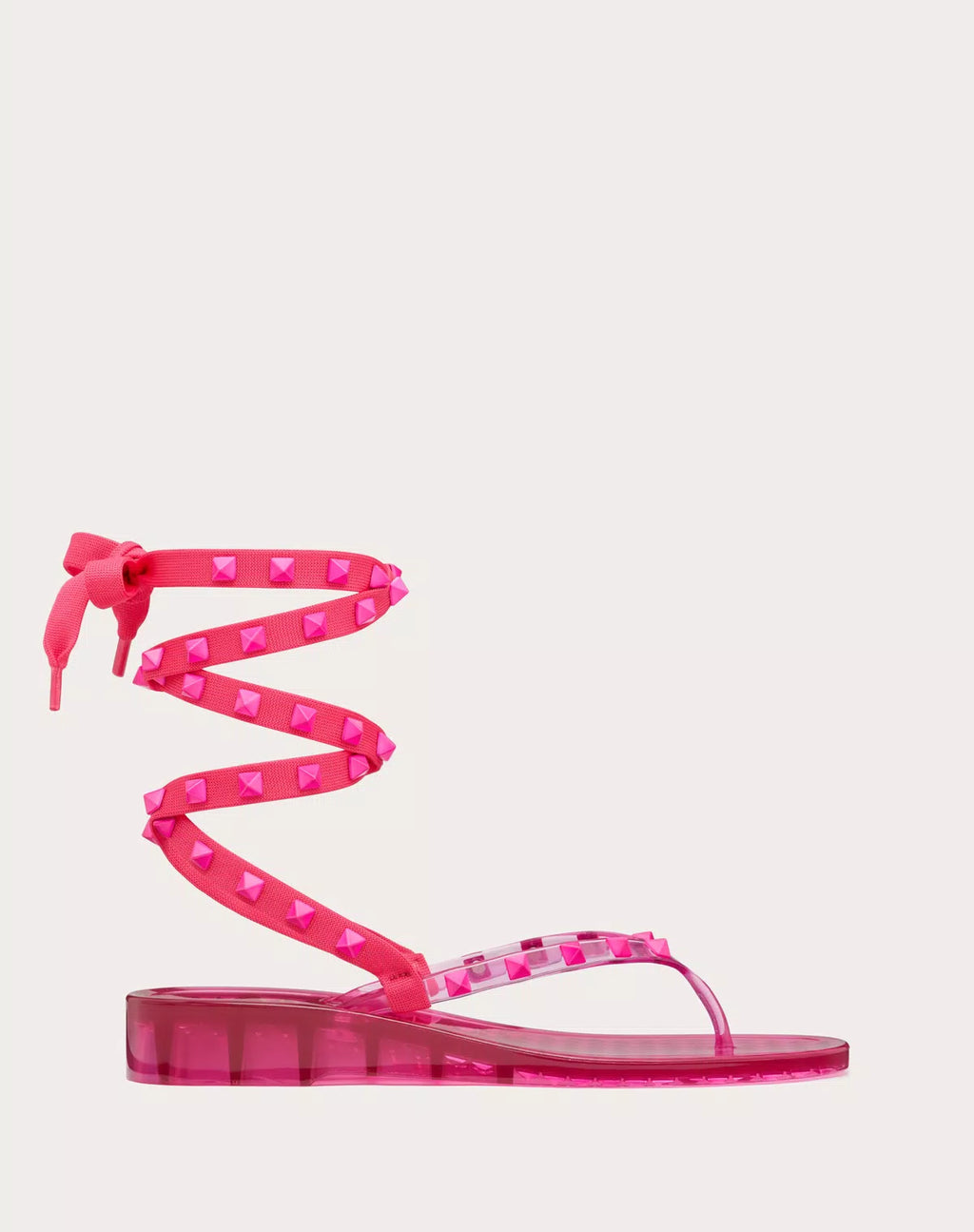 Valentino Rockstud rubber thong sandal for women with matching studs and 30mm heel, stylish and comfortable footwear.