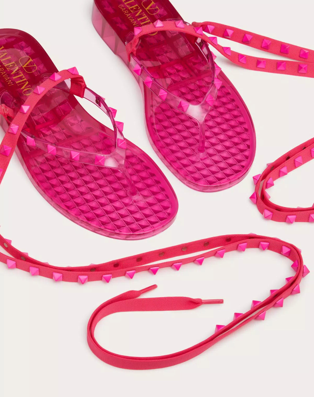 Valentino Rockstud rubber thong sandal for women with matching studs and 30mm heel, stylish and comfortable footwear.